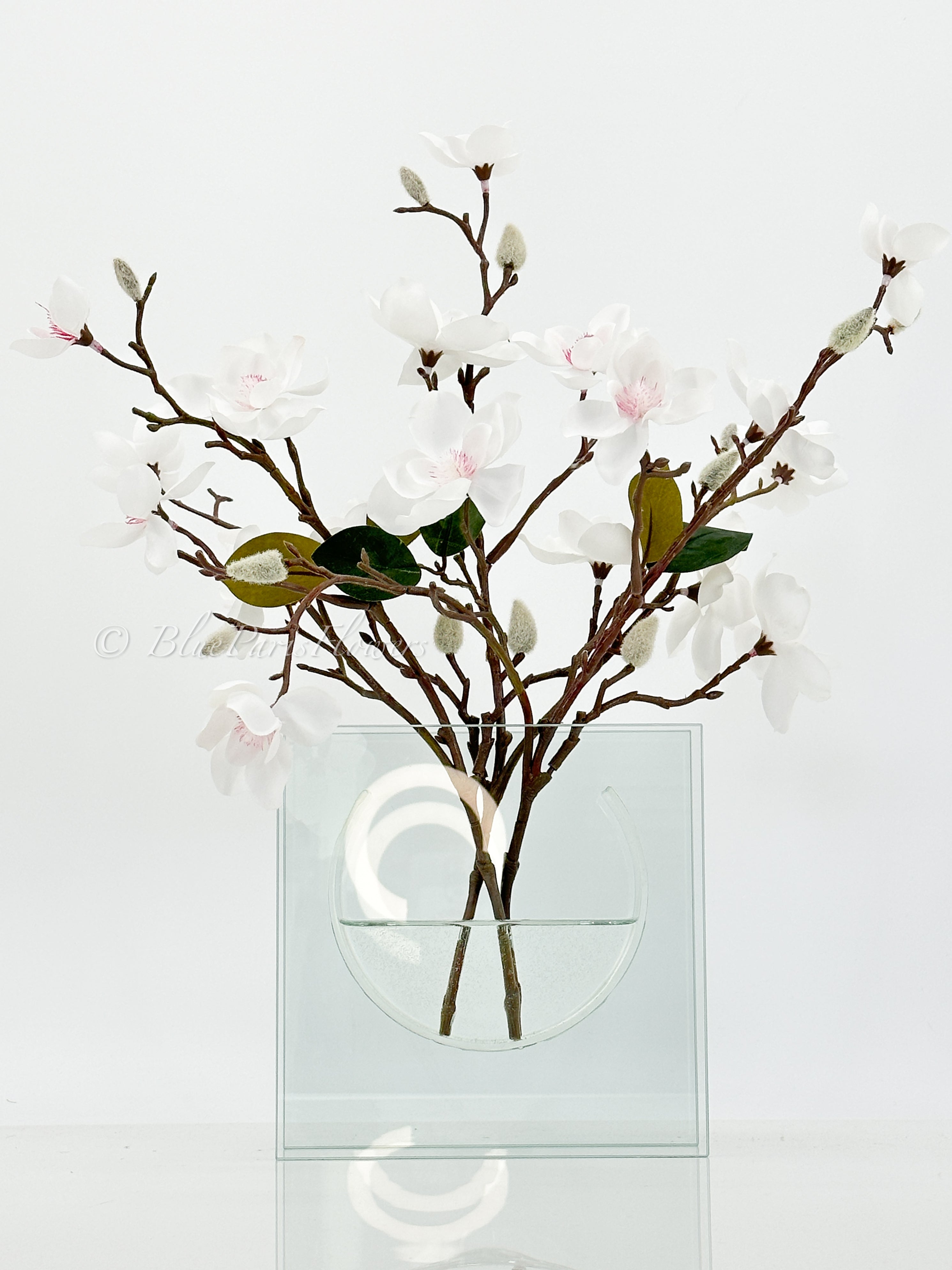 DOITOOL Artificial Silk Plum Blossom In Vase - Fake Flower Centerpiece For Home & Office Table Decor