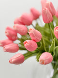 X-Large 60 Pink Tulips, French Modern Faux Floral Arrangement, Real Touch Artificial Faux Forever Flowers in Glass Vase, Fake, Wedding Decor