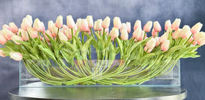 100 Pink Modern Long REAL TOUCH Tulips Arrangement Artificial Faux Table Centerpiece Floral Flower Arrangement Wedding French Style Decor