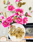 Magenta Magnolias Arrangement in White and Gold Vase, French Country Artificial Flowers, Faux Floral Home Decor, Realistic Floral Arrangement
