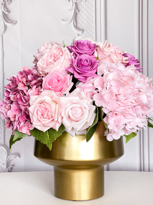 X-Large REAL TOUCH Roses, Peonies, Hydrangeas Arrangement, Artificial Faux Centerpiece, Floral Flowers Elegant French Arrangement, Decor