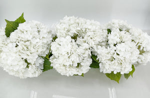 Modern Long REAL TOUCH Hydrangeas Arrangement Artificial Faux Centerpiece Floral Flower Arrangement Silk Flowers Glass Vase French Decor
