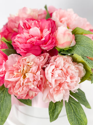 Modern Pink Peony Arrangement Artificial Faux Flower Centerpiece, French Country Floral Decor, Silk Flowers in Vase Home Decor by Blue Paris