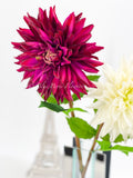 Modern Dahlia Arrangement, Real Touch Dahlias in Contemporary Mirror Vase, Floral Decor Centerpiece, Artificial Flowers Faux Floral Decor
