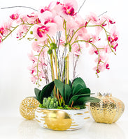 Tall Pink 7 Stems Phalaenopsis Orchid Arrangement, Real Touch Flower in Vase | Elegant Table Centerpiece | Floral Decor | Flower Arrangement