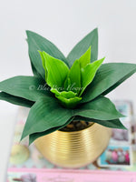 Succulents in Gold Vase, Faux Artificial Greens Succulents Plants Table Centerpiece Floral Decor Centerpiece Faux Florals