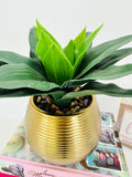 Succulents in Gold Vase, Faux Artificial Greens Succulents Plants Table Centerpiece Floral Decor Centerpiece Faux Florals