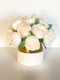 Cream White Rose Arrangement | Silk Floral | French Country | Artificial Faux Forever Flowers in Vase for Home Decor by Blue Paris
