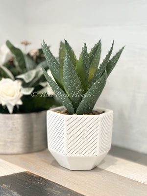 Succulents in White Vase, Faux Artificial Greens Succulents Plants Table Centerpiece Floral Decor Centerpiece Faux Florals