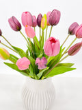 Real Touch Tulips in Glass Vase, Home Decor Faux Flower Arrangement, French Country Style, Floral Arrangement, Home Decor