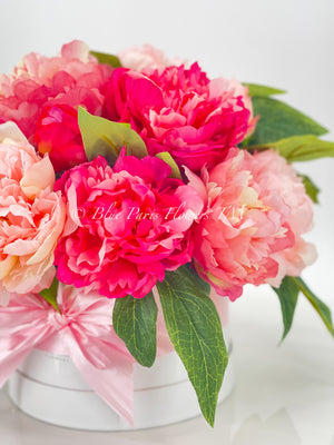 Modern Pink Peony Arrangement Artificial Faux Flower Centerpiece, French Country Floral Decor, Silk Flowers in Vase Home Decor by Blue Paris