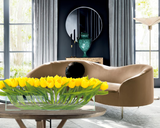 Modern Long Yellow REAL TOUCH Tulip Arrangement Artificial Faux Centerpiece Floral Flower Arrangement Silk Flowers Glass Vase French Decor