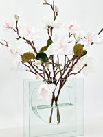 White Cherry Blossom Arrangement Silk Artificial Faux Centerpiece-Fake Flower Centerpiece-Home Decor Floral Gift Wedding Decor Blue Paris