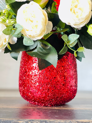 Christmas Artificial Flower Arrangement-Christmas Faux Centerpiece-Christmas Flowers- White Peonies Flower Centerpiece-Christmas Gift-Decor
