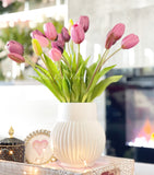 Real Touch Tulips in Glass Vase, Home Decor Faux Flower Arrangement, French Country Style, Floral Arrangement, Home Decor