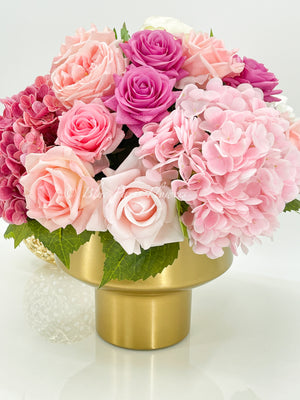 X-Large REAL TOUCH Roses, Peonies, Hydrangeas Arrangement, Artificial Faux Centerpiece, Floral Flowers Elegant French Arrangement, Decor