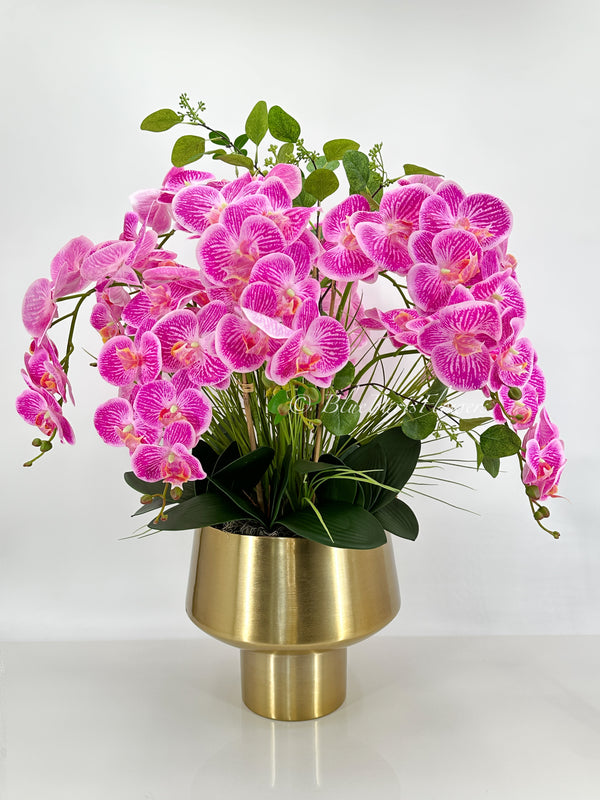 34” Tall Pink 10 Stems Phalaenopsis Orchid Arrangement, Real Touch Flower in Vase Elegant Table Centerpiece Floral Decor Flower Arrangement