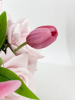 REAL TOUCH Floral Arrangement, Hydrangeas, Roses, Lilies, Tulips, French Country, Artificial Faux Forever Flowers, Flower Centerpiece, Decor