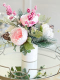 Pink Peonies, Christmas Artificial Flower Arrangement-Christmas Faux Centerpiece-Christmas Floral Flowers-Centerpiece-Christmas Gift-Decor